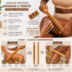 Bâton de Massage en Bois Thérapie – Rouleau Manuel Drainage Lymphatique & Anti-Tensions – Outil Maderothérapie Corps