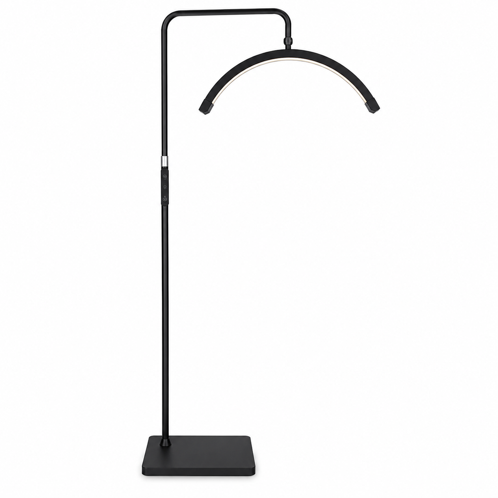 Lampe LED Demi-Lune sur Pied pour Esthéticienne – Éclairage Réglable Professionnel Lash & Beauté