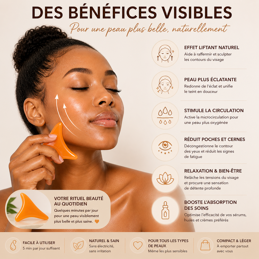 Outil de Massage Visage en Résine – Lifting Naturel & Drainage Facial (Gua Sha Moderne)