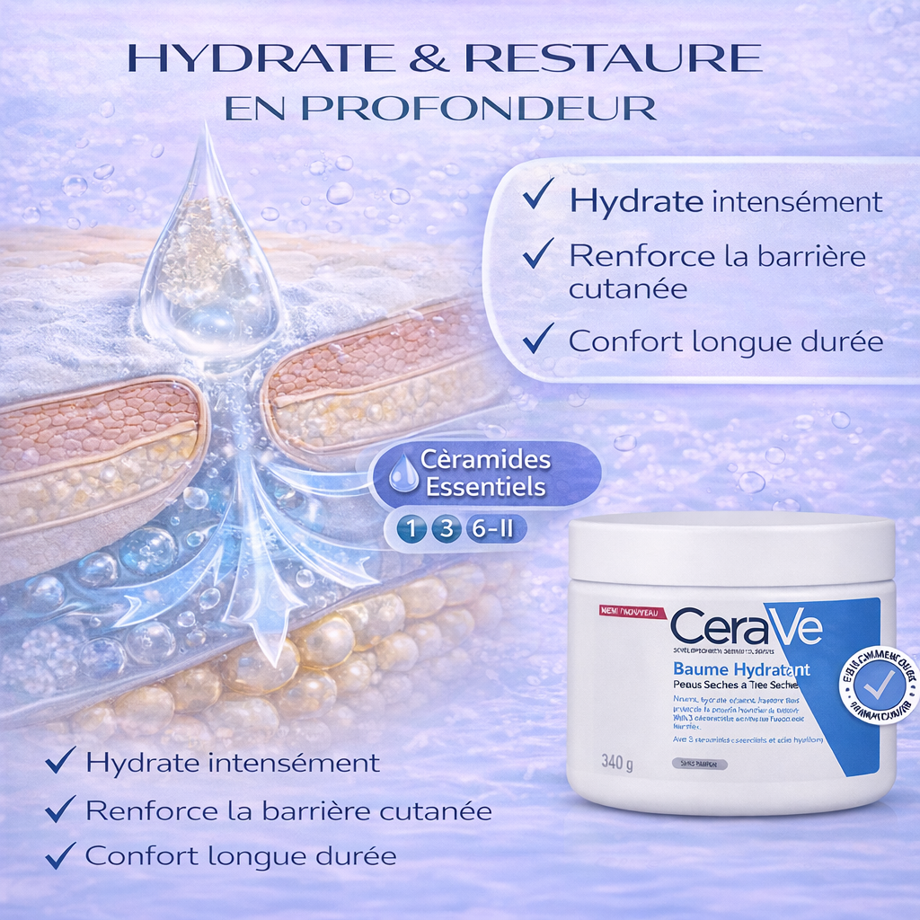 CeraVe Baume Hydratant Visage & Corps – Hydratation Intense Peaux Sèches à Très Sèches 454g