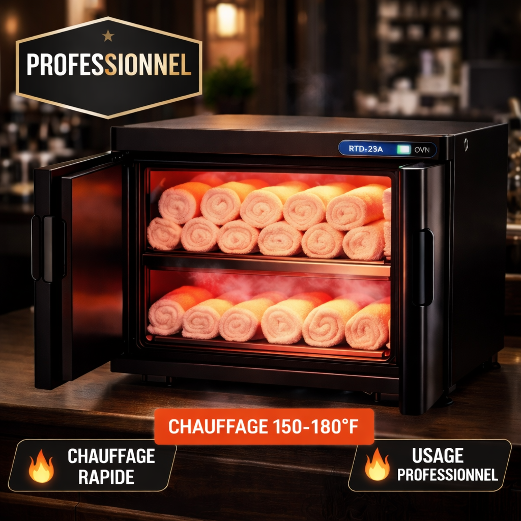 Chauffe-Serviettes & Stérilisateur UV Professionnel Noir RTD-23A – Institut Spa Barber Premium