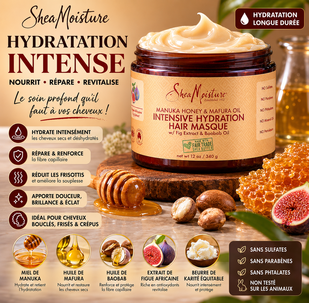 Shea Moisture Manuka Honey & Mafura Oil Intensive Hydration Masque 340g