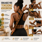 Bâton de Massage en Bois à Billes – Relaxation Musculaire & Anti-Tensions Corps