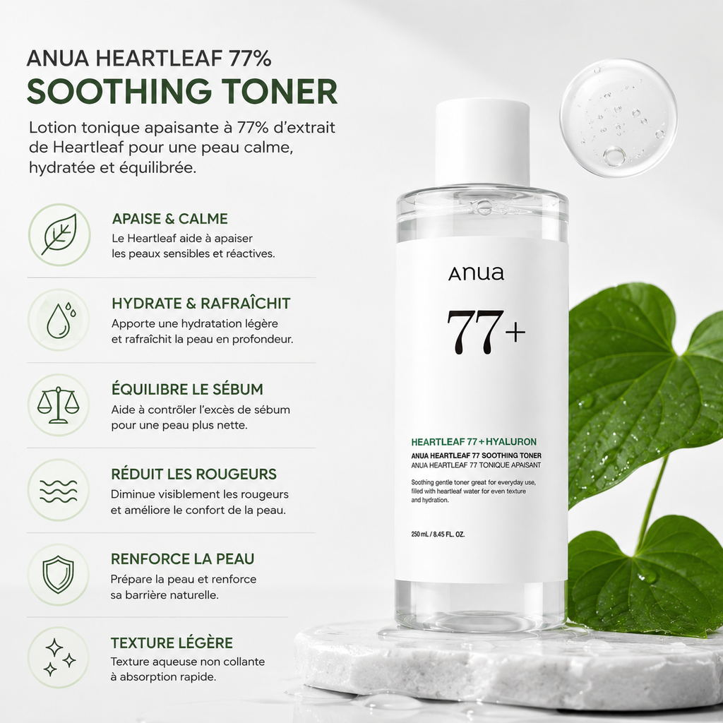 ANUA Heartleaf 77% Soothing Toner - Toner Apaisant Hydratant – 250ml