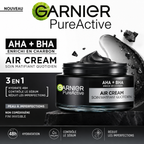 Garnier Pure Active Air Cream – Soin Matifiant Quotidien 3-en-1 AHA + BHA Enrichi En Charbon