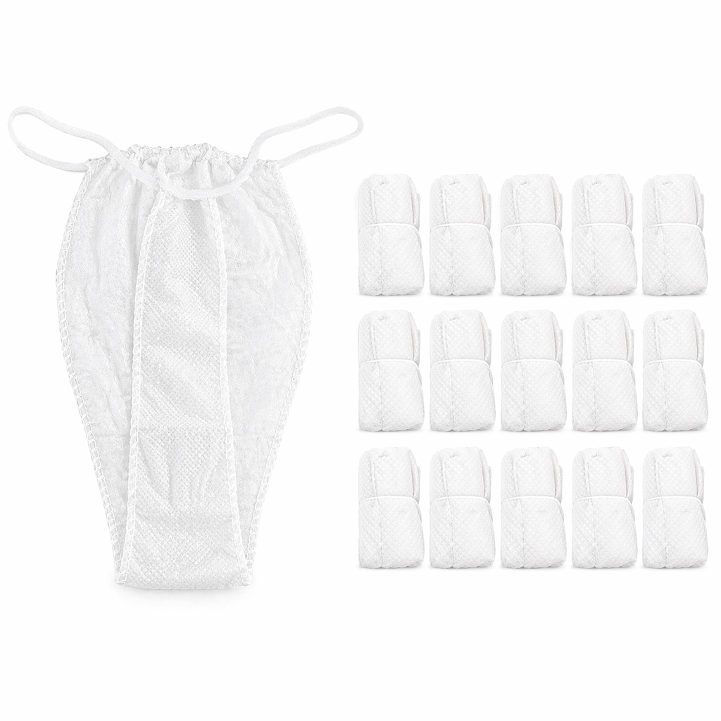 Lot de 50 Culottes String Jetables Blanches – Sous-Vêtements Spa & Soins Esthétiques