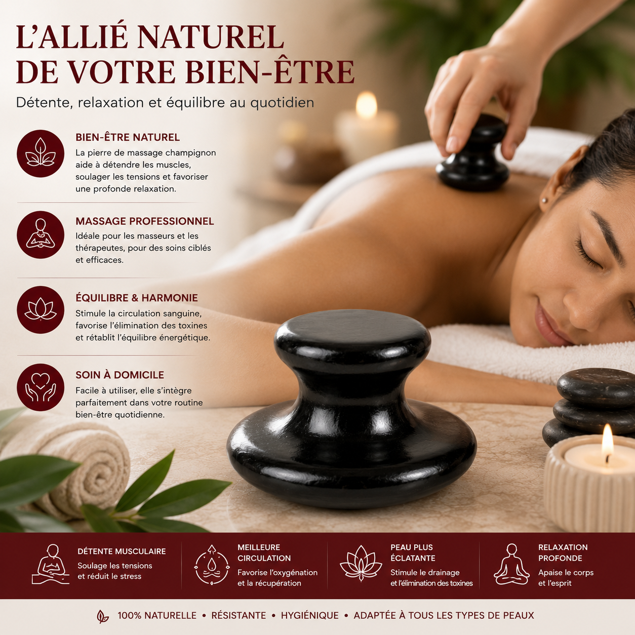 Pierre de Massage Champignon Professionnelle (Mushroom Massage Stone)