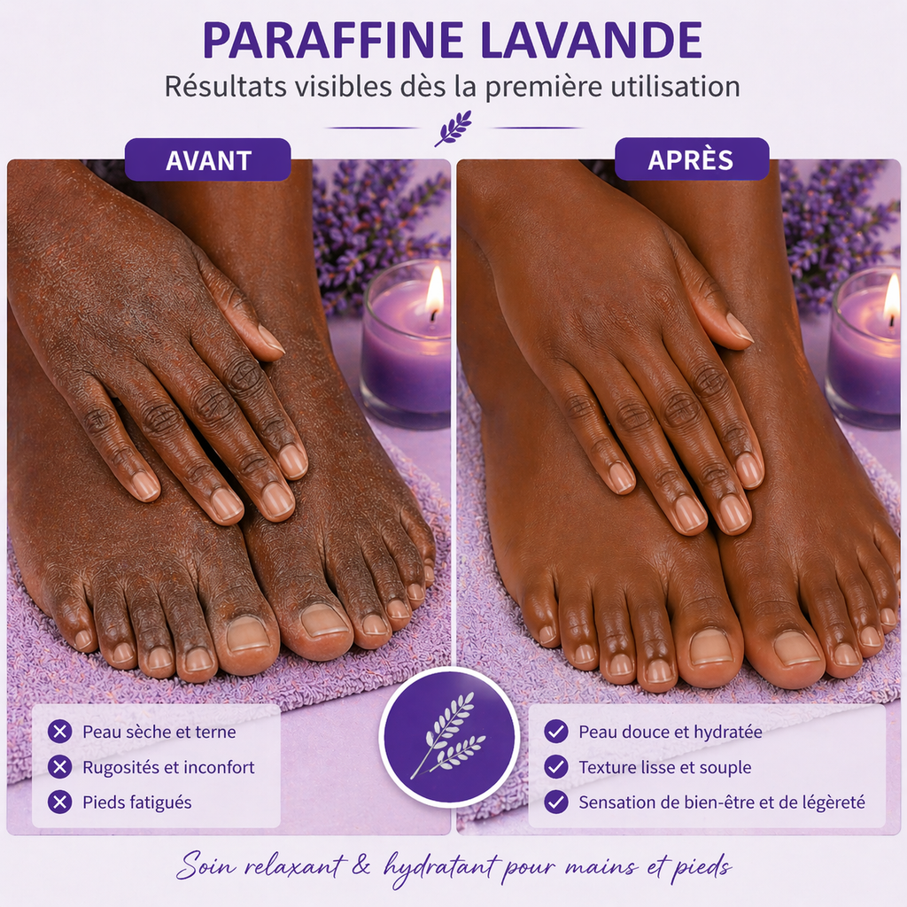Paraffine WAX Cosmétique Lavande 450g – Soin Relaxant Mains & Pieds Spa
