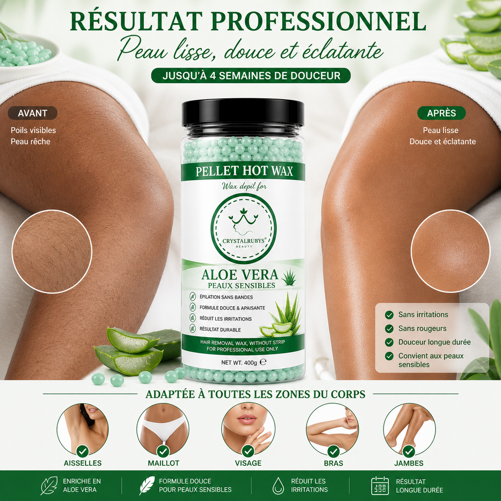 Cire Pelable en Perles Vertes – Épilation Sans Bandes Peaux Sensibles