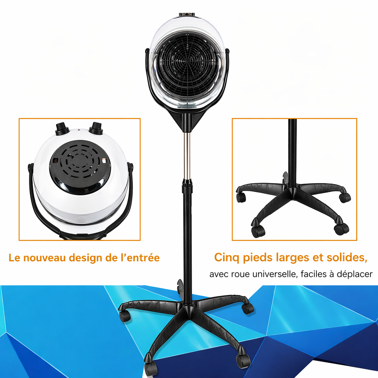 Casque Sèche-Cheveux Professionnel sur Pied EQUATOR – 3000W avec Minuterie & Air Froid