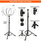 Ring Light Arc-en-Ciel avec Trépied – Anneau Lumineux LED 21 Pouces pour Vidéo, Maquillage, YouTube, TikTok et Photo- 3 Supports