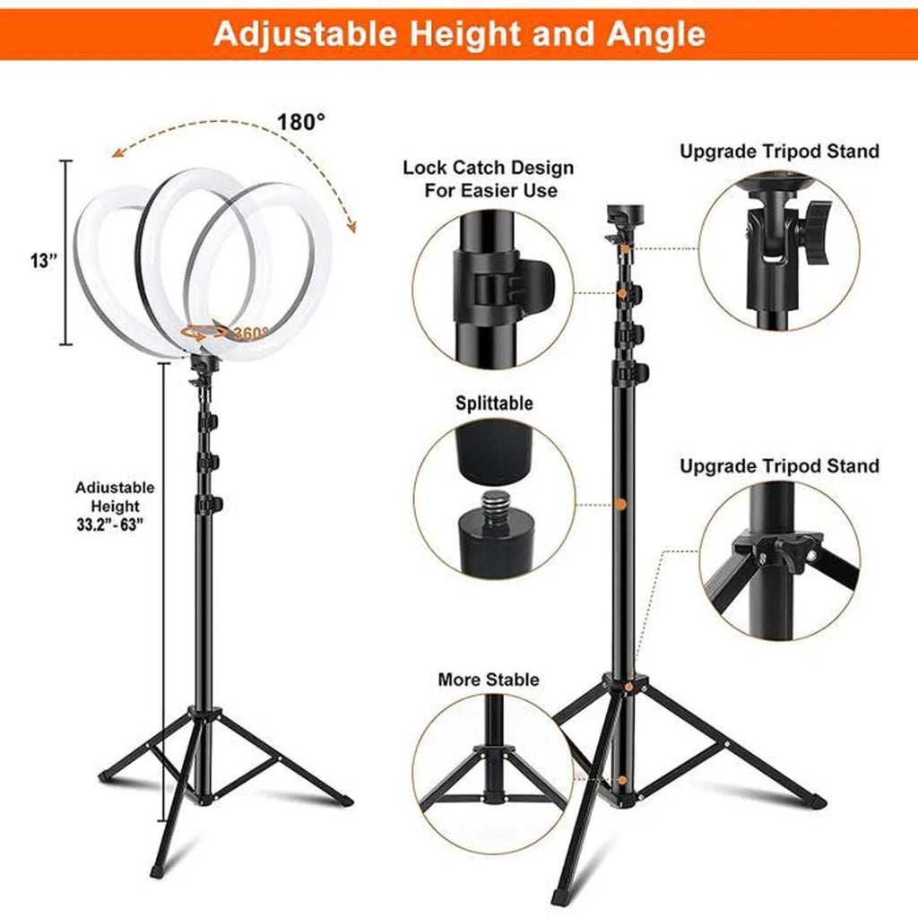 Ring light Arc en Ciel avec Trépied - Anneau Lumineux LED pour Vidéo Maquillage Youtube Tiktok Photo- 12 Pouces