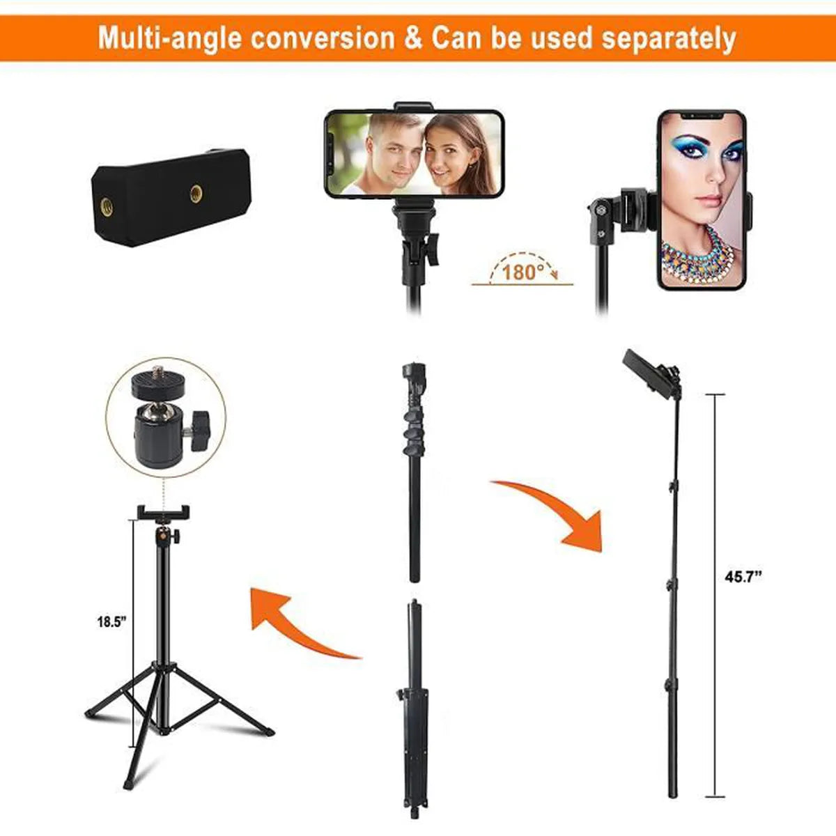 Ring light Arc en Ciel avec Trépied - Anneau Lumineux LED pour Vidéo Maquillage Youtube Tiktok Photo- 12 Pouces