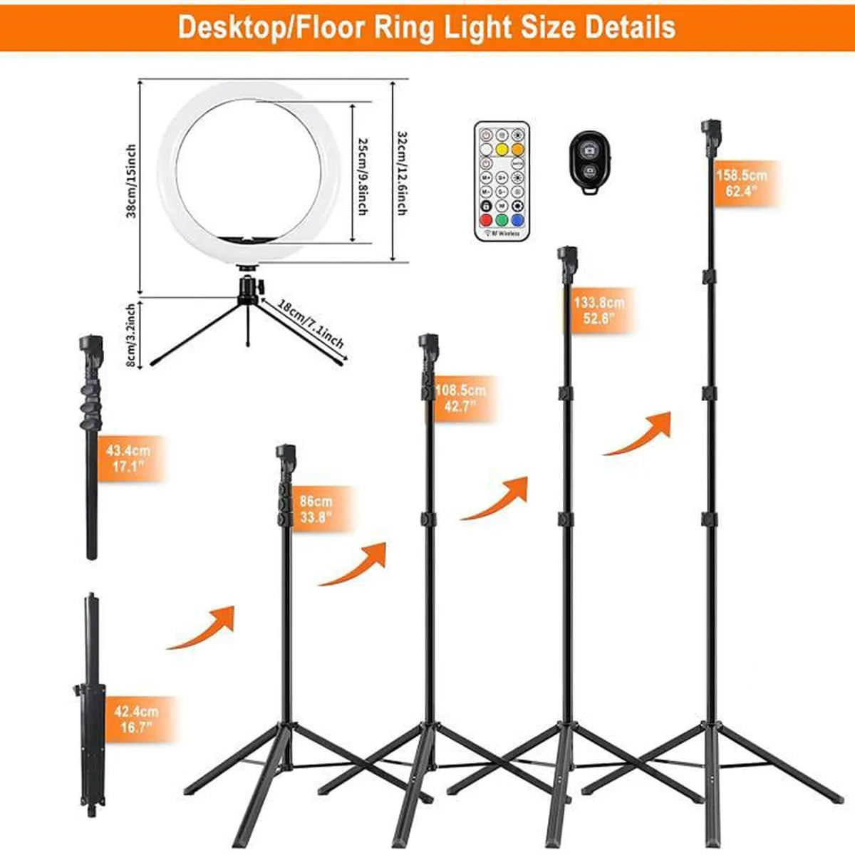 Ring light Arc en Ciel avec Trépied - Anneau Lumineux LED pour Vidéo Maquillage Youtube Tiktok Photo- 12 Pouces